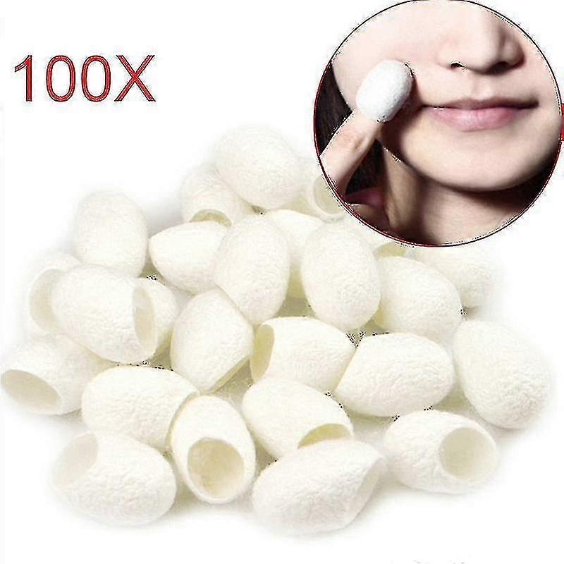100 stks Organische Natuurlijke Zijde Cocons Zijderups Ballen Gezicht Huidverzorging Scrub Zuiverende Acne Anti Aging Whiteningc p