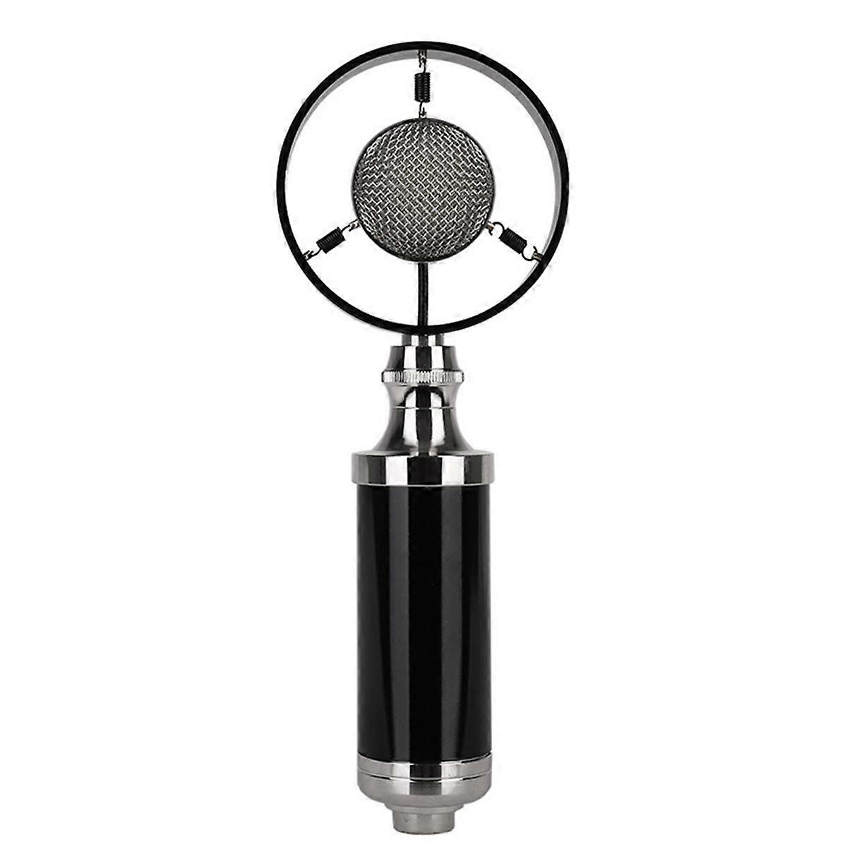 Professional Condenser Wired Vintage Recording Studio Microphone for Live Broadcast Black