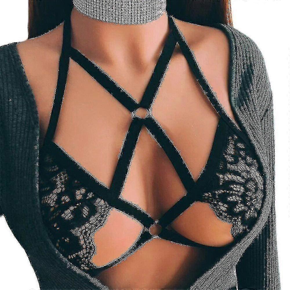 Nők Szexi Csipke Fehérnemű Üreges Ketrec hám melltartó top push up Bralette fehérnemű