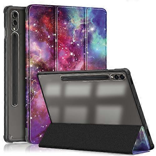 For Samsung Galaxy Tab S9+ Acrylic 3-folding Painted Smart Leather Tablet Case