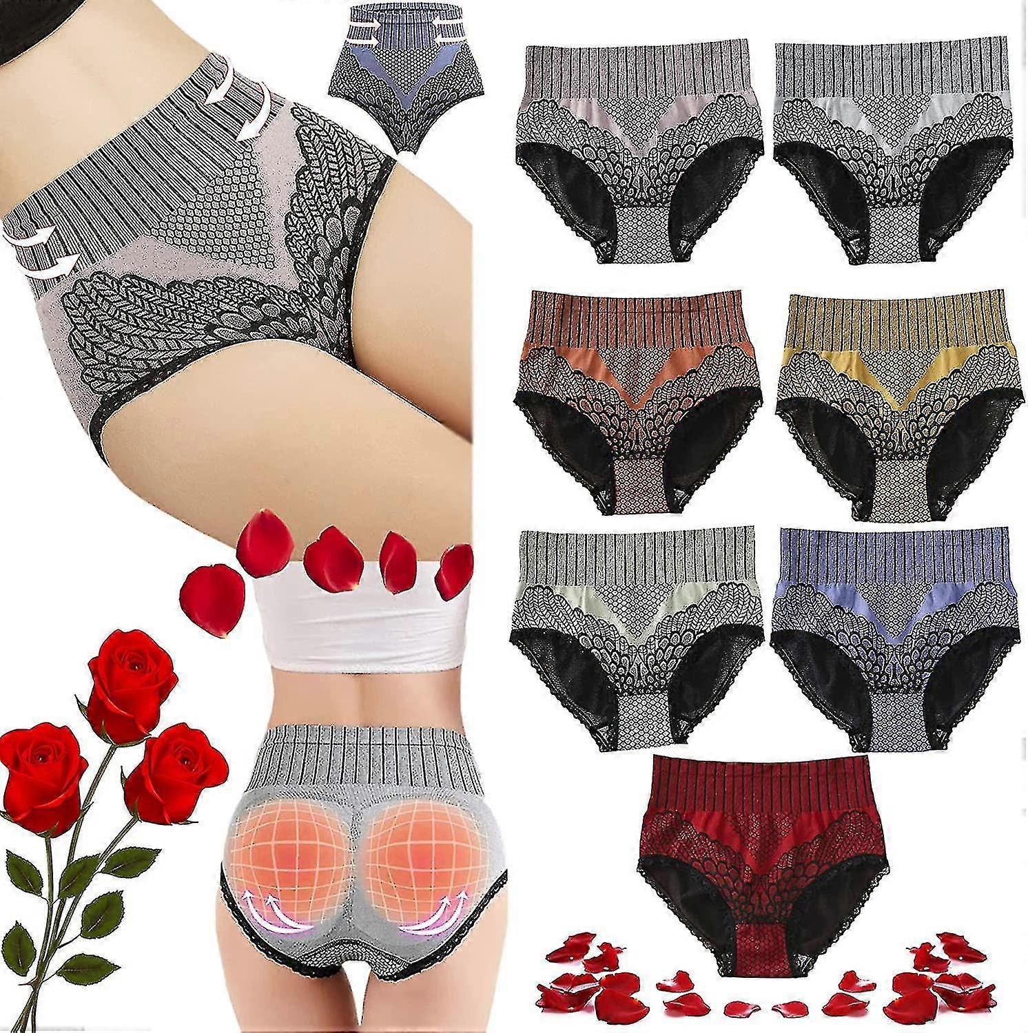 7 stk grafenfiber restaurering høy midje truser for kvinner, høy midje grafen fiber truser, honeycomb Body Shaping truser for kvinner