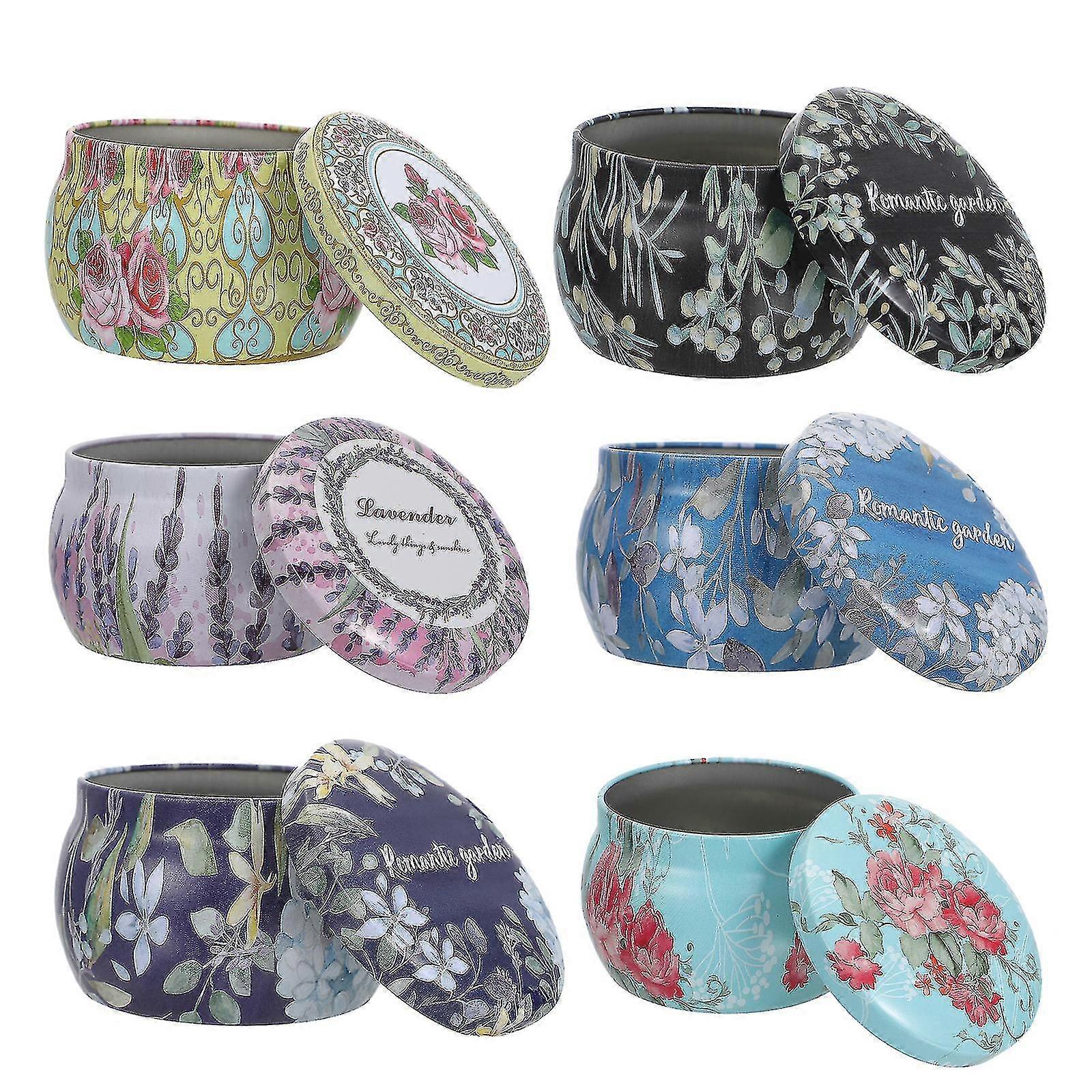 6pcs Tinplate Can Candy Holder Empty Container Tea Can