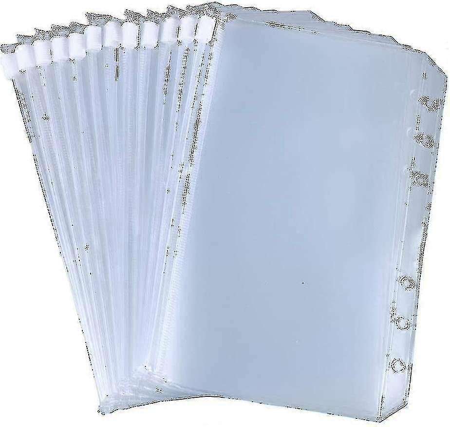 12pcs Binder Pockets A5/a6 Size 6 Holes Binder Zipper Folders For 6-ring Notebook Binder Loose Leaf Bags, Waterproof Pvc Pouch Document Filing Bags -
