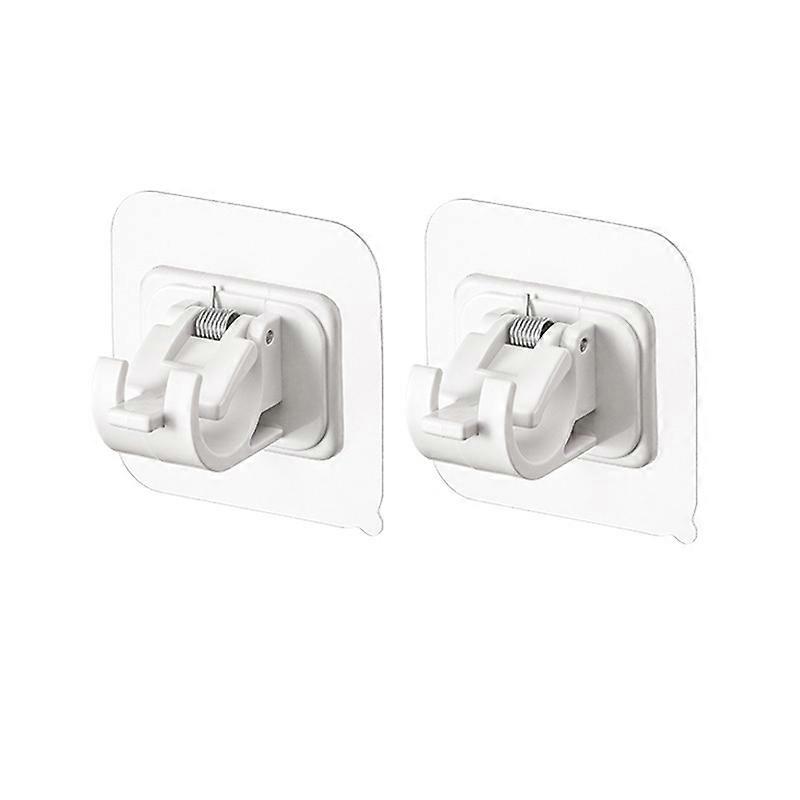 Set of 2 Self-Adhesive Curtain Rod Brackets, Universal Plastic Curtain Rod Brackets Drill-Free Curtain Rod Brackets Curtain Rod Hooks, White