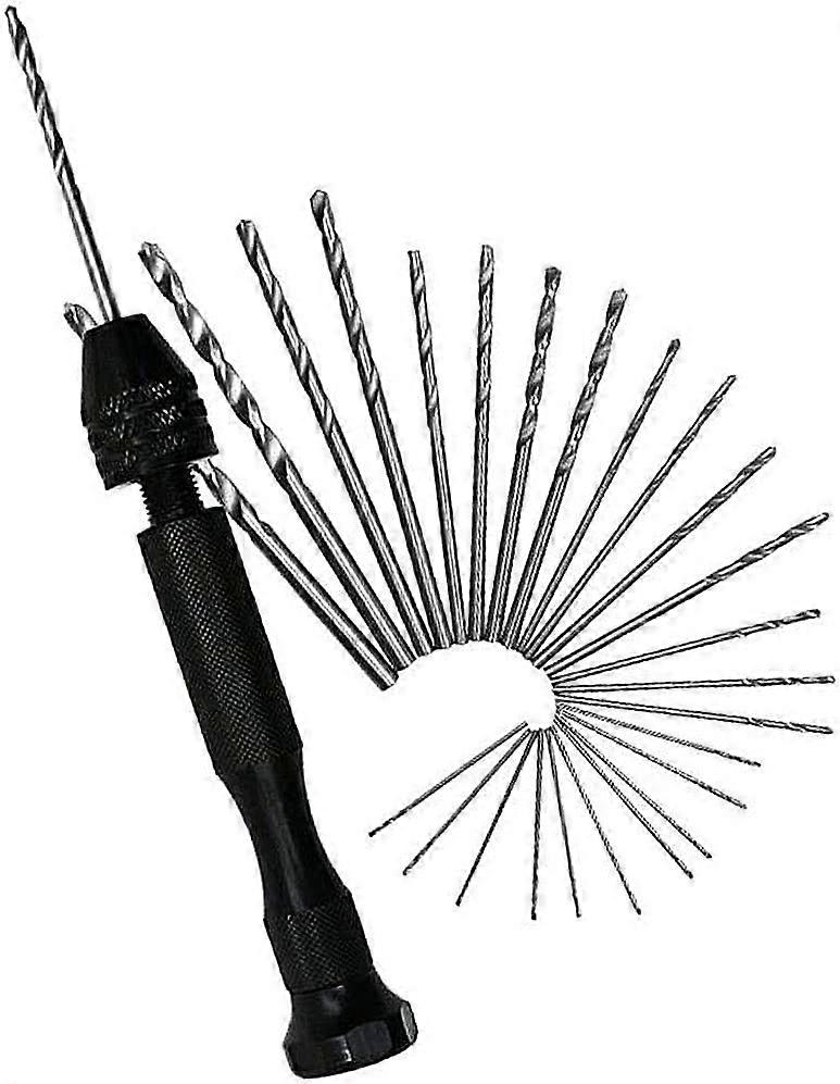 26pc Mini Hand Drill,Twist Drill Bits For Model Walnut Amber Olive Nut
