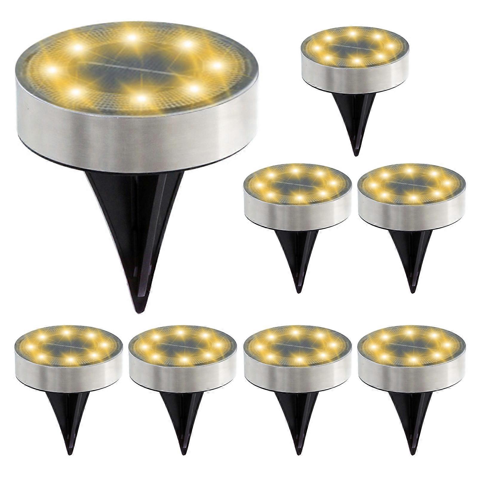 8Pcs Outdoor Solar Ground Lights IP65 Waterproof Automatic On/Off Easy to Install High Conversion Rate Solar Powered Pathway Lights