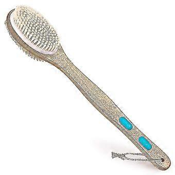 Exfoliating Shower Brush - Bath Body Brush - Long Wooden Handle