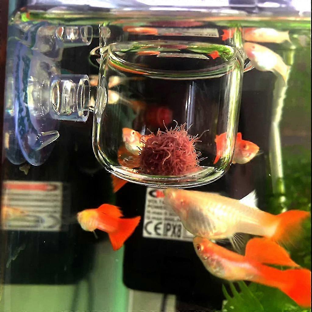 2pcs Transparent Aquarium Cone Red Worm Feeder Acrylic Fish Feeding Cup Worm Feeding Container Holder With Sucker For Fish Tank Fgao