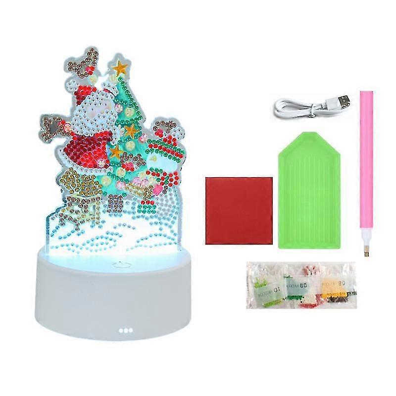 1 Set Diamond Painting Lamp Exquisite Snowmen Bells Trees Shape Christmas LED Light for Festive Tabl