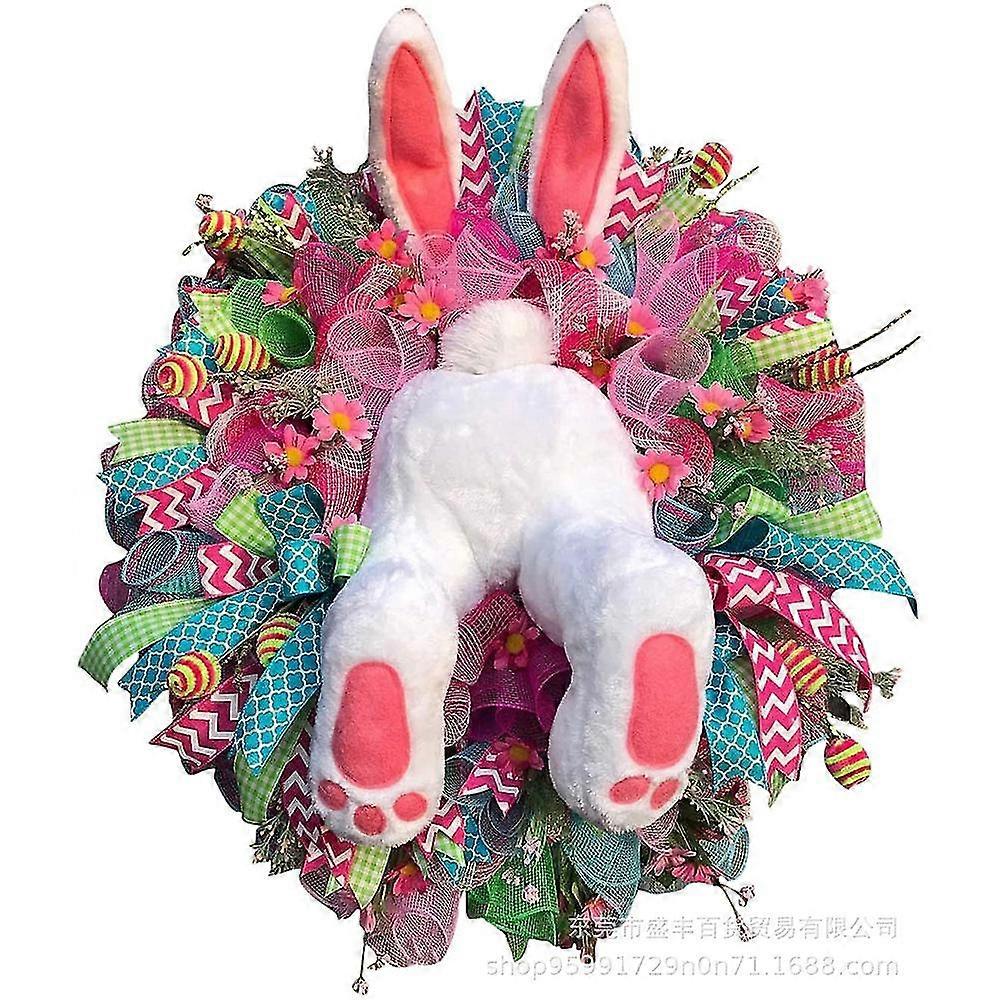 Easter Bunny Butt Ear Shape Wreath Wall Door Hanging Decoration