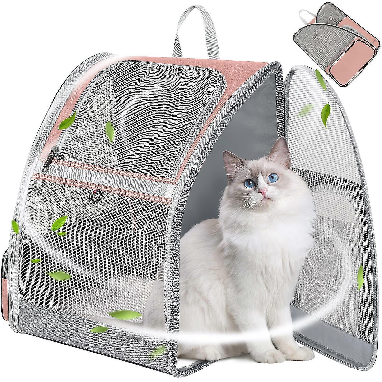 Cat Backpack,Foldable Ventilated Airline Approved Pet Backpackpink