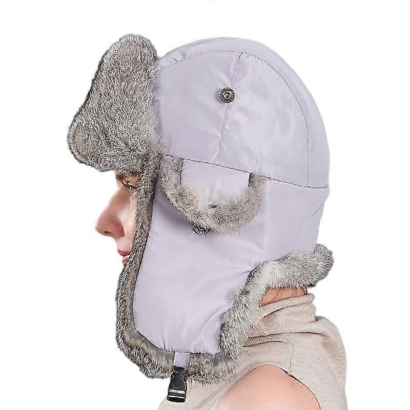 MIMIGO Multi colors Warm Down Liner Unisex Rex Rabbit Fur Hats Russian Aviator Winter Fur Hat Ski Cap With Metal Buckle