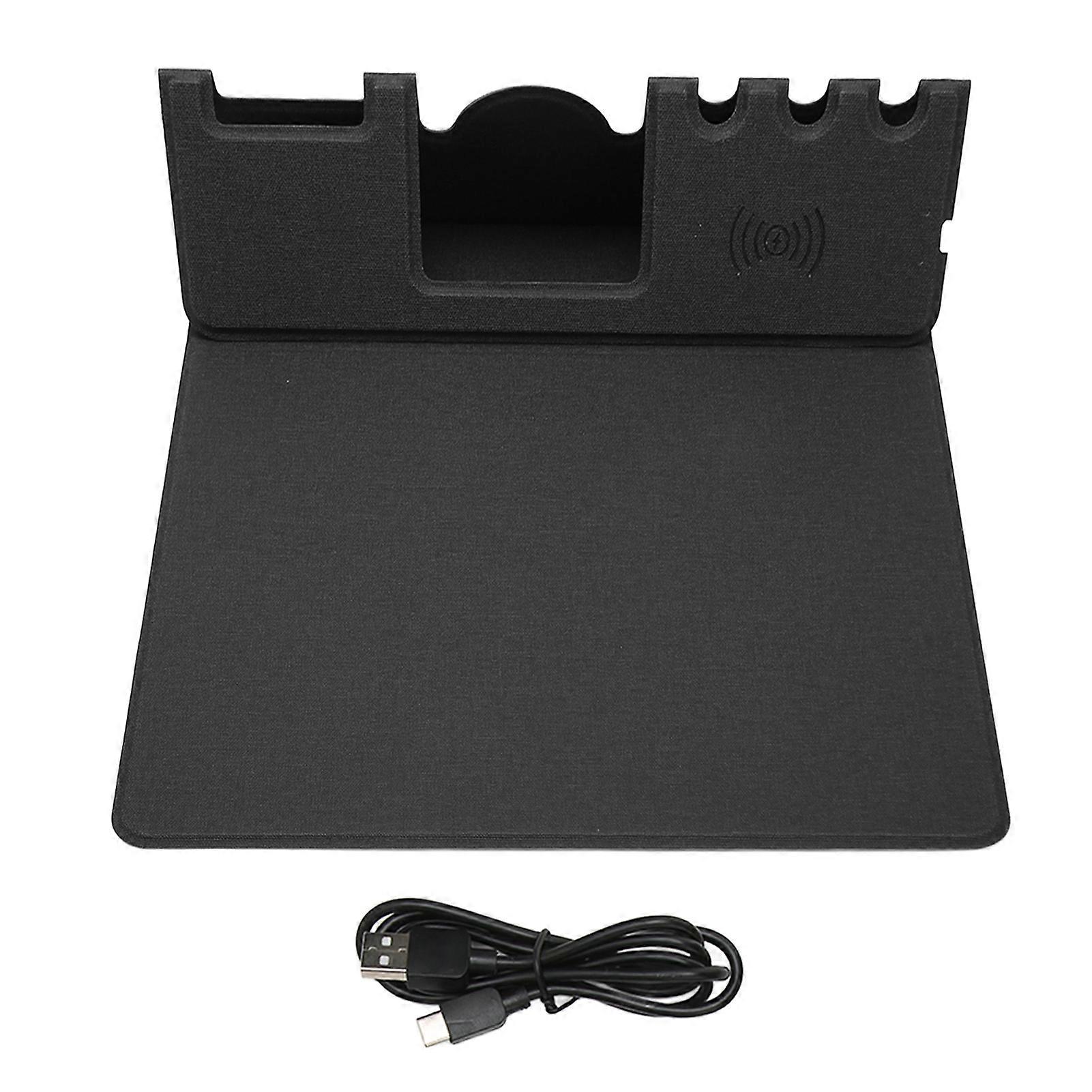 Phone Charging Mouse Pad 15W Ergonomic Stable Support Mouse Mat with Pen Holder for Computer