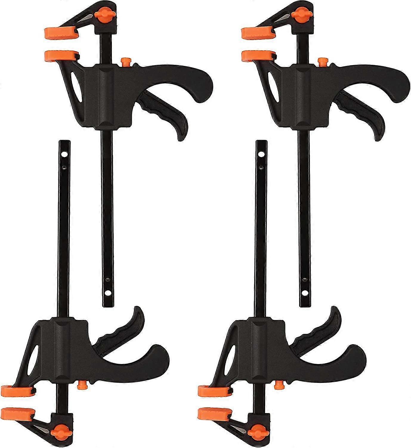 4 Pack 4 Inch Ratcheting Clamps One Handed, F-shape Wooden, Quick Release Fastening Tool, Ideal For Quick And Easy Clamping Applications
