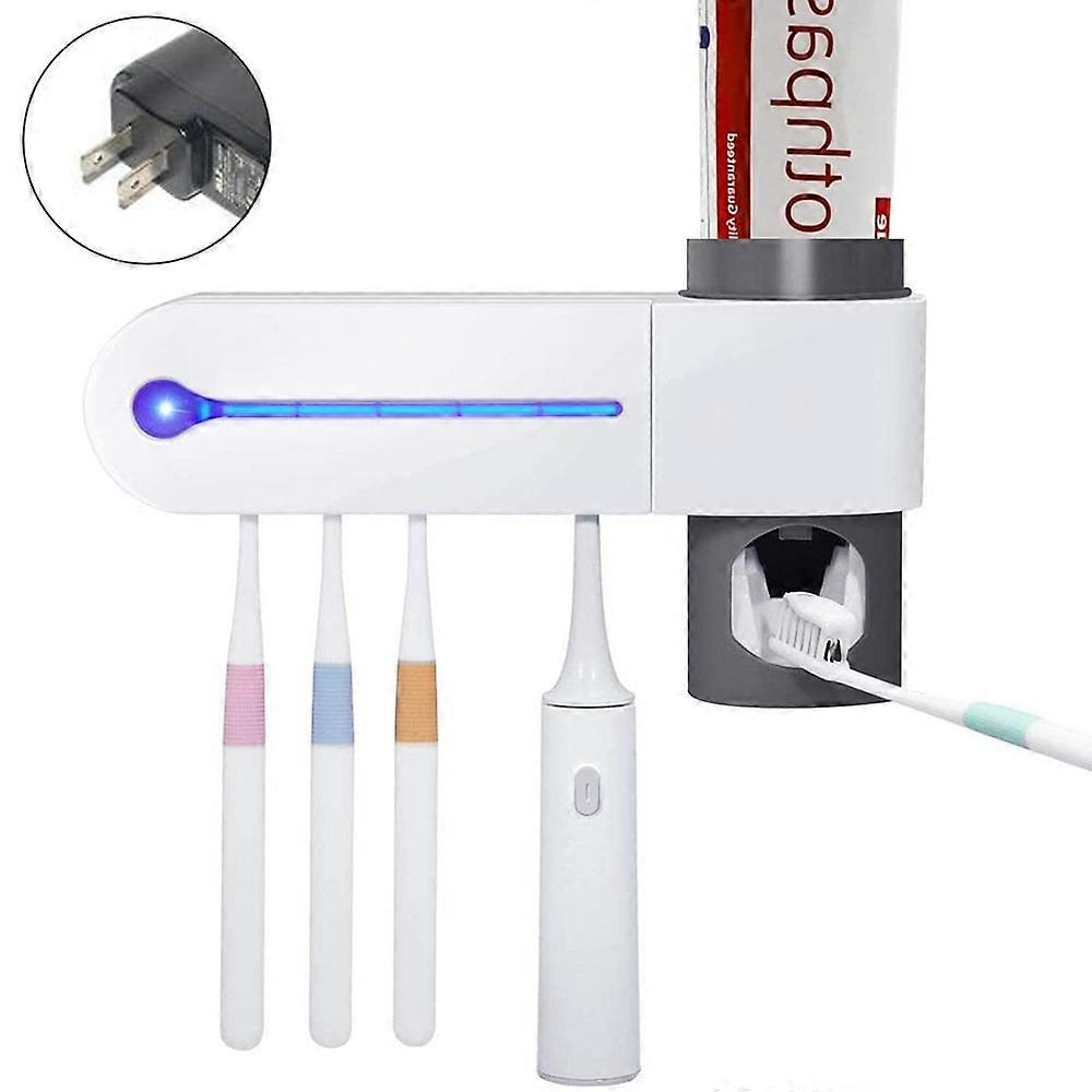 Toothbrush Holder, Toothpaste Dispenser + 5 Toothbrush Disinfection Rack