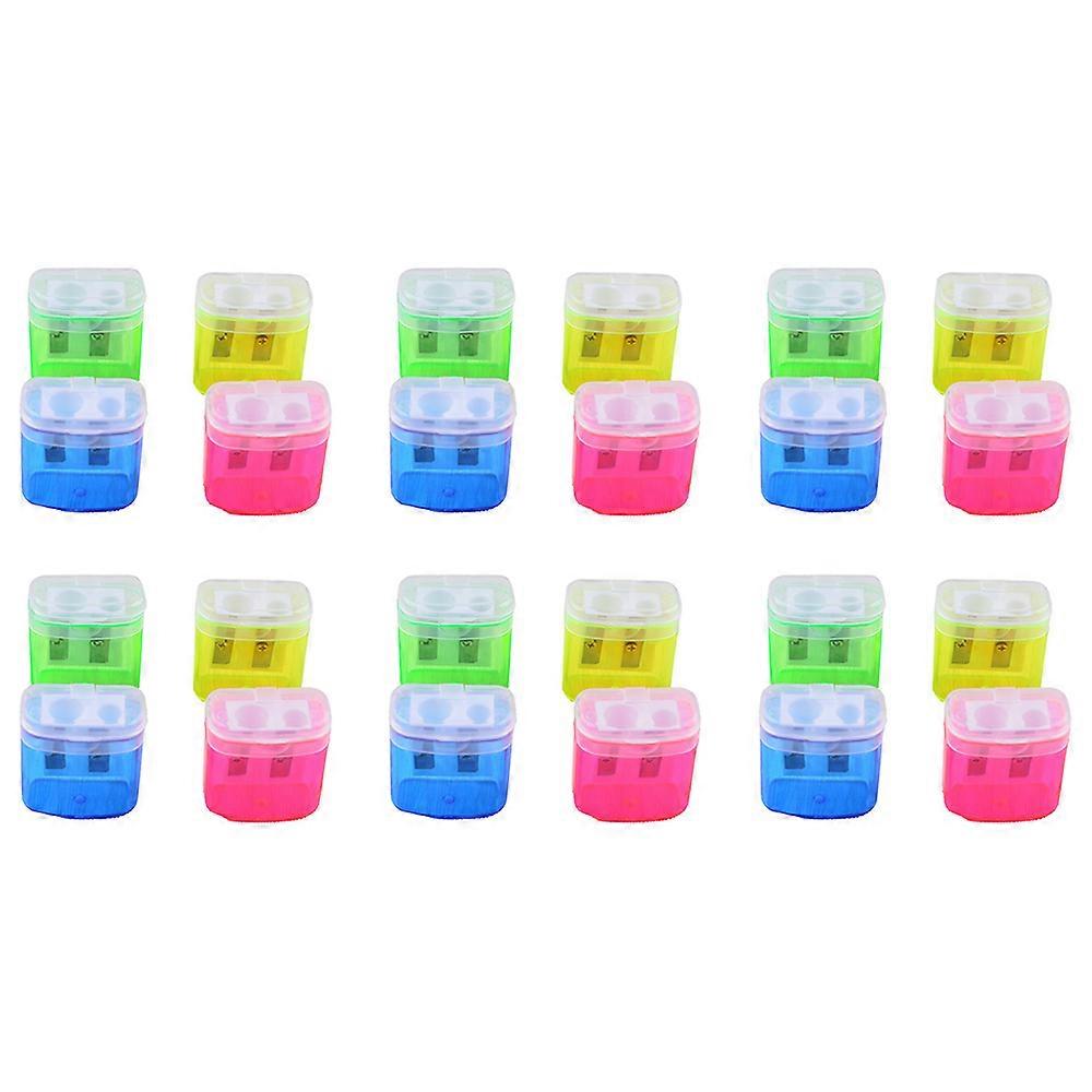 KXJ-Double hole plastic pencil sharpener with lid