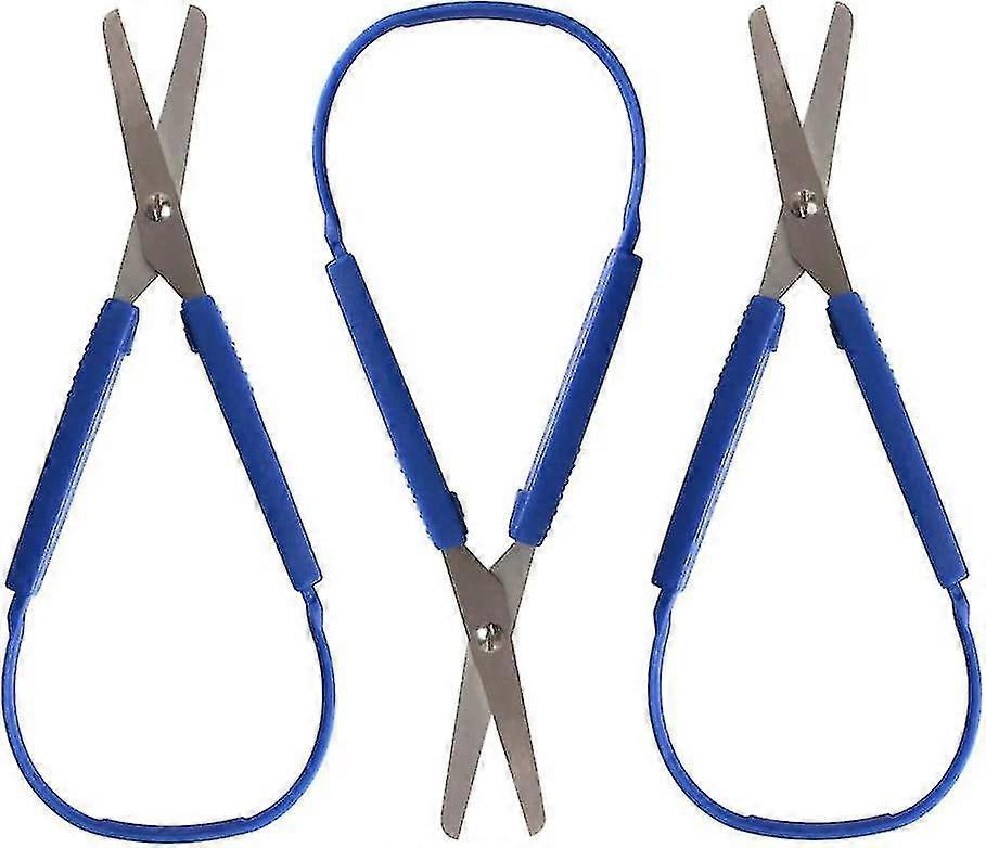Loop Scissors Grip Scissor 3 Pack For Teens And Adults,right And Lefty Support,easy-open Squeeze Handles(dark Blue)