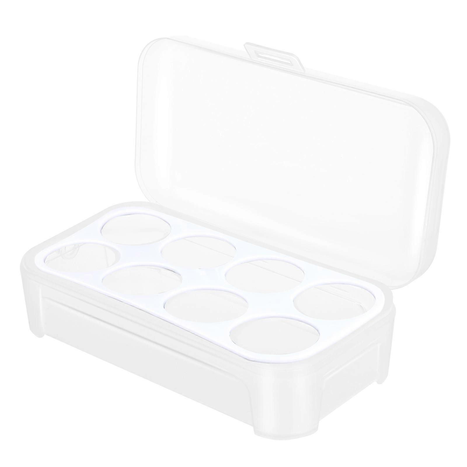 8 Eggs Storage Box Refrigerator Egg Holder Container Portable Eggs Carrier for Camping Picnic (White)