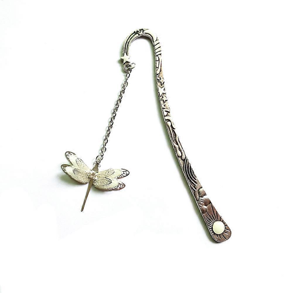 Luminous Day Moon Star Dragonfly Bookmark - Retro Luminescent Metal Page Bookmark - Fluorescent Stereoscopic Creative Page