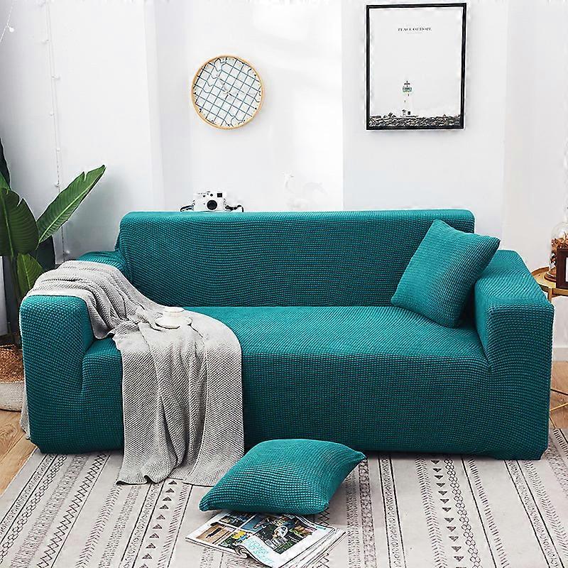 2 seater sofa cover elastic stretch padded soft fit cyan teal 145-185cm