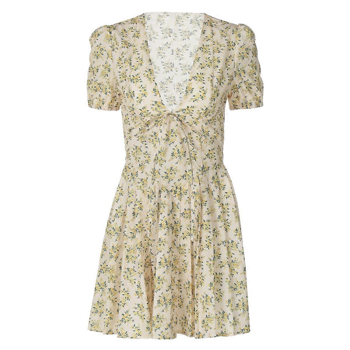 Femei florale imprimate mini rochie spate scurt rochie low cut spaghetti curea rochie