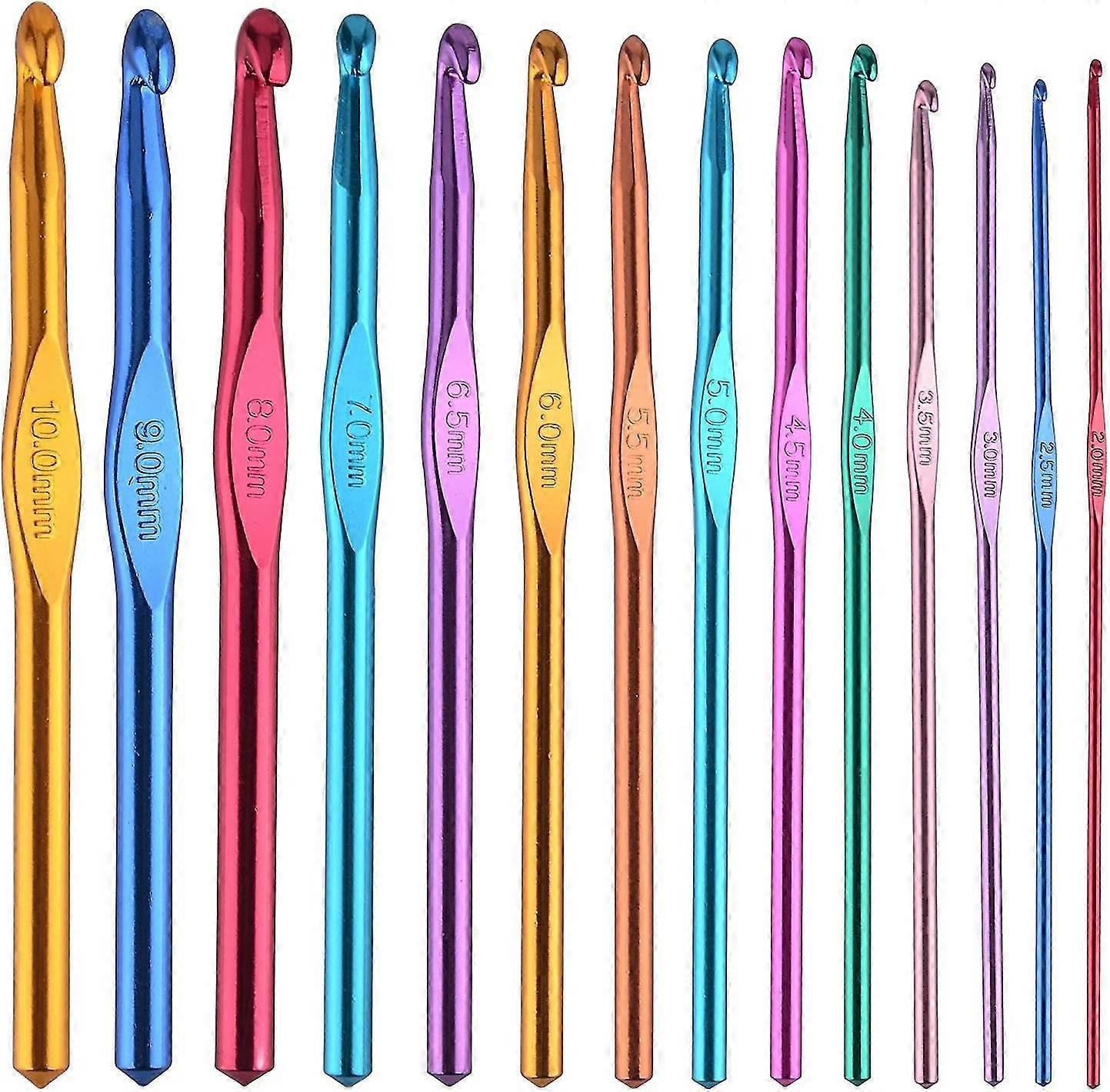 Ensemble de fils d’artisanat d’aiguilles en aluminium coloré - 14 pièces