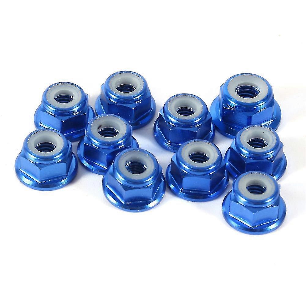 10pcs M4 Nylon Insert Selflock Aluminum Nuts Hex Lock Nut  Royal Blue