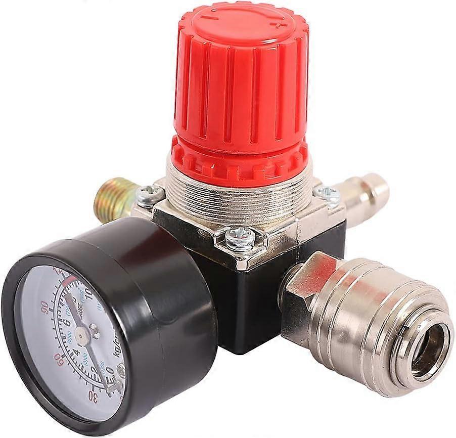 nice Air Compressor Pressure Regulator 1/4" Pneumatic Regulator, Pressure Regulating Valve with Connection 180psi 12bar (Four Way Valve)