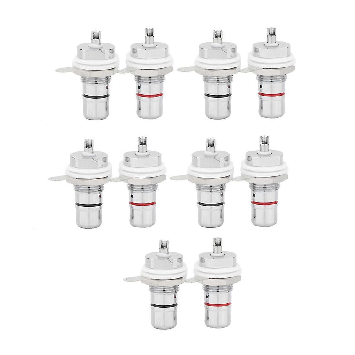 10Pcs Rhodium Plated Socket Female Panel Mount Plug Audio Terminal Panel Mount Chassis