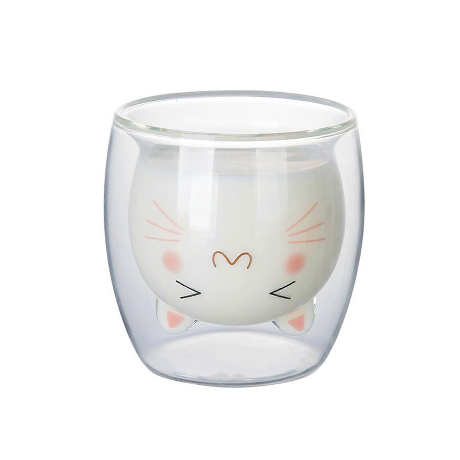 Cat Double Layer Glass Custom Gifts Durable High Quality Pretty Style Cute And Creative For Juice Coffee Cups