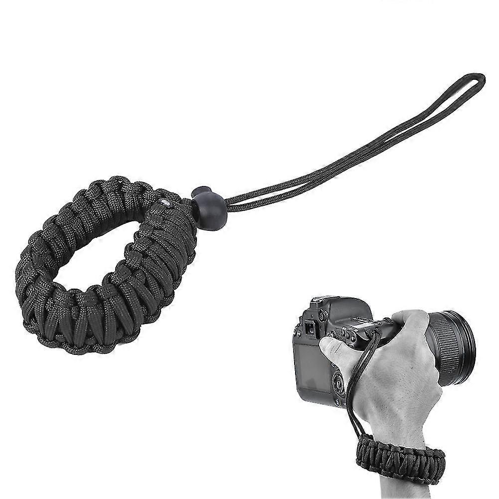 Black Anti Lost Anti Broken Camera Wrist Band - Large Size Weave Strap Camera Lanyard