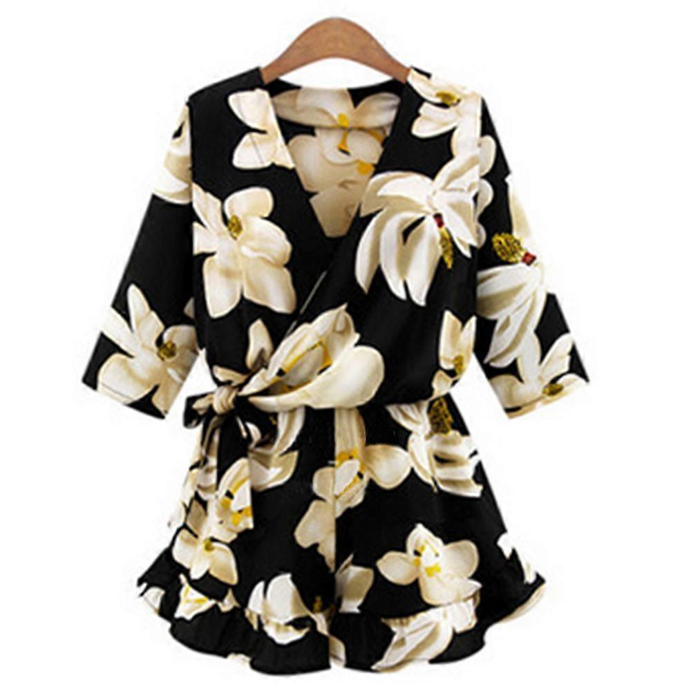 Plus Size Chiffon Siamese Trousers Jumpsuit Pantskirt