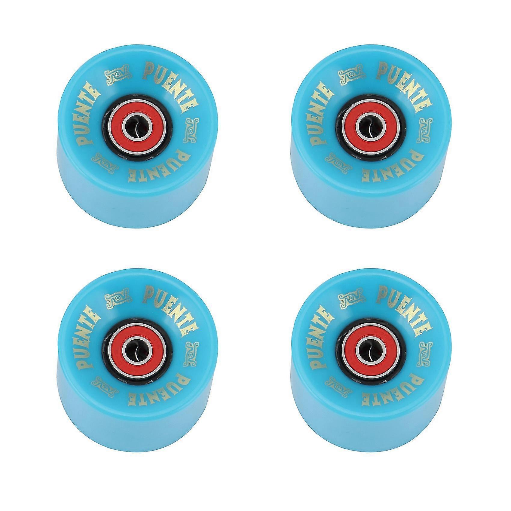 Puente 4pcsset Cruiser Skateboard Wheels Pu Wheels Long Board Cruiser Wheels With Abec-9 Bearings,blue