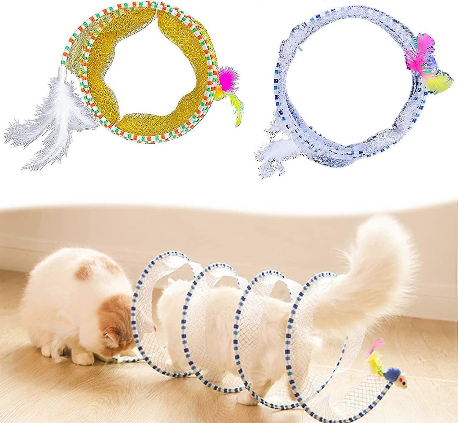 Foldable Cat Tunnels Toy, Kitten Play Tunnel, S Type Cat Tunnel Spring, Cat Tent With Balls And Crinkle Cat Play Tent Interactive Toy