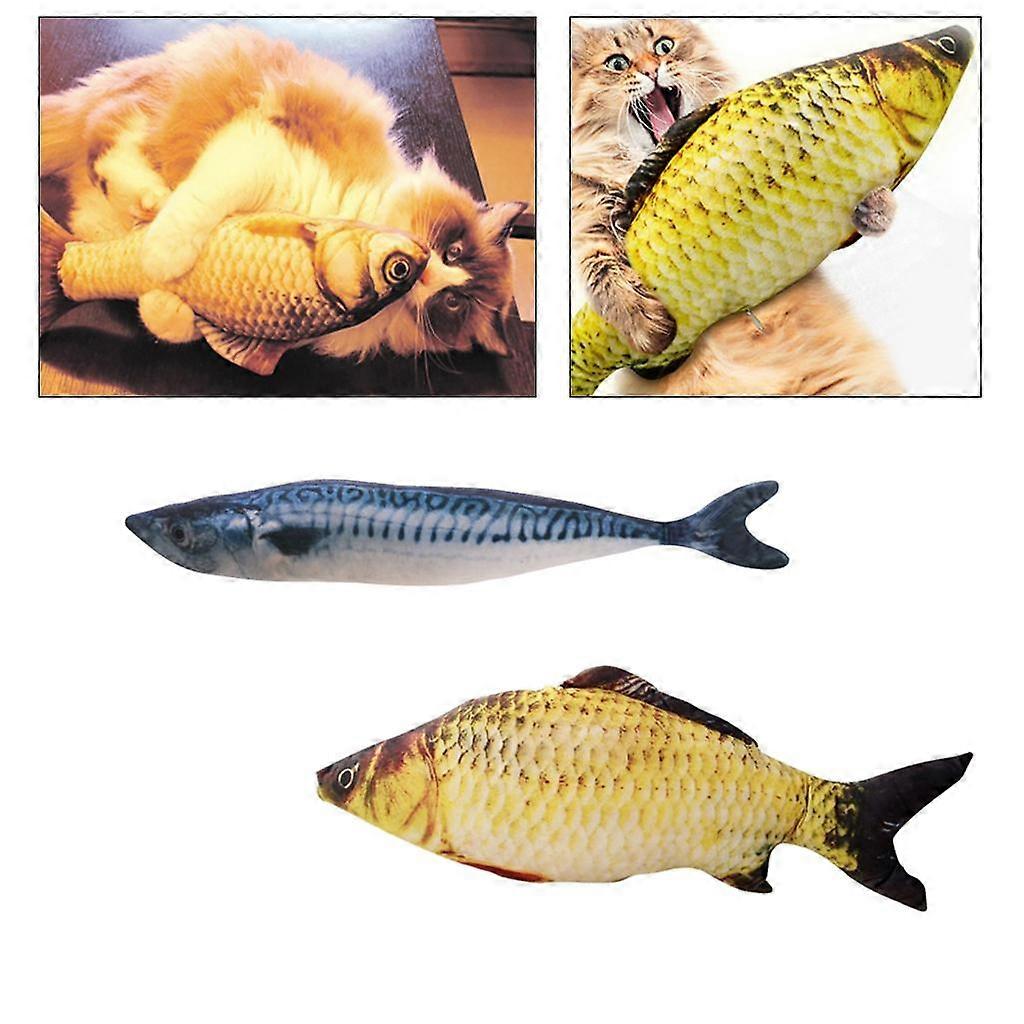 Cat Wagging Fish Realistic Plush Toy Simulation Catnip Gift 2-piece