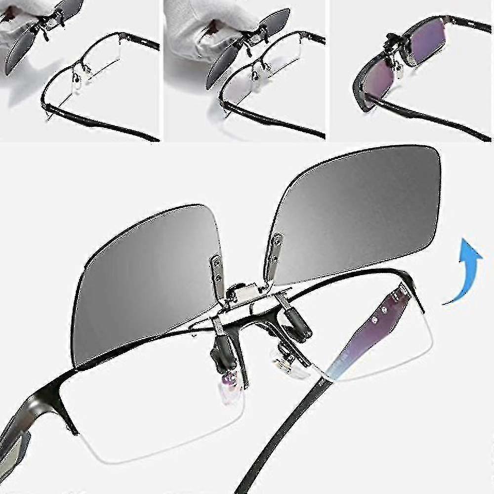 3 Pack, Clip On Flip Up Polarized Lens For Uv Protection Sunglassesb