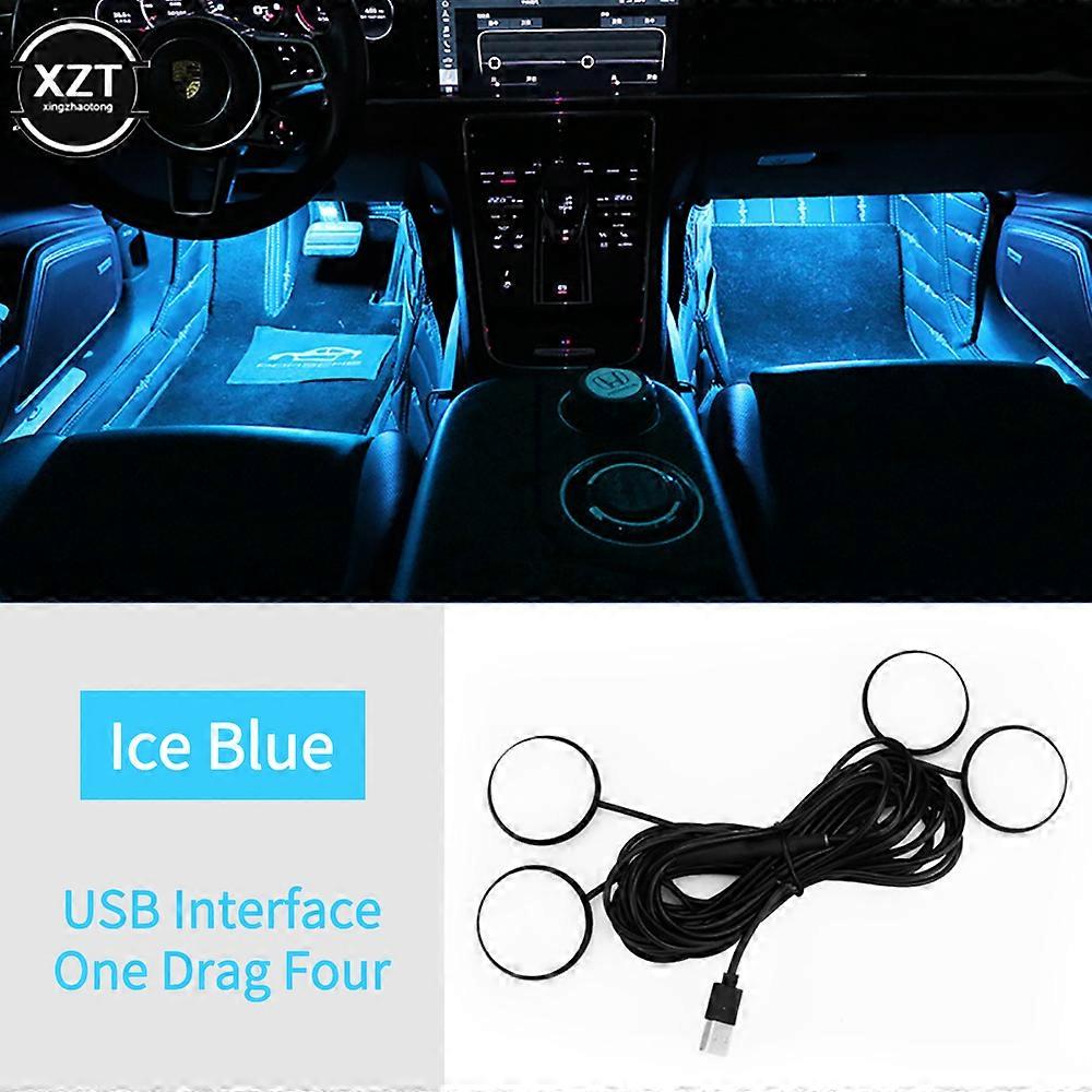 Car LED Foot Ambient Lights 3 Colors Auto Home Party Atmosphere Decorative Star Bulb Car Interior One with Four Night Lamp