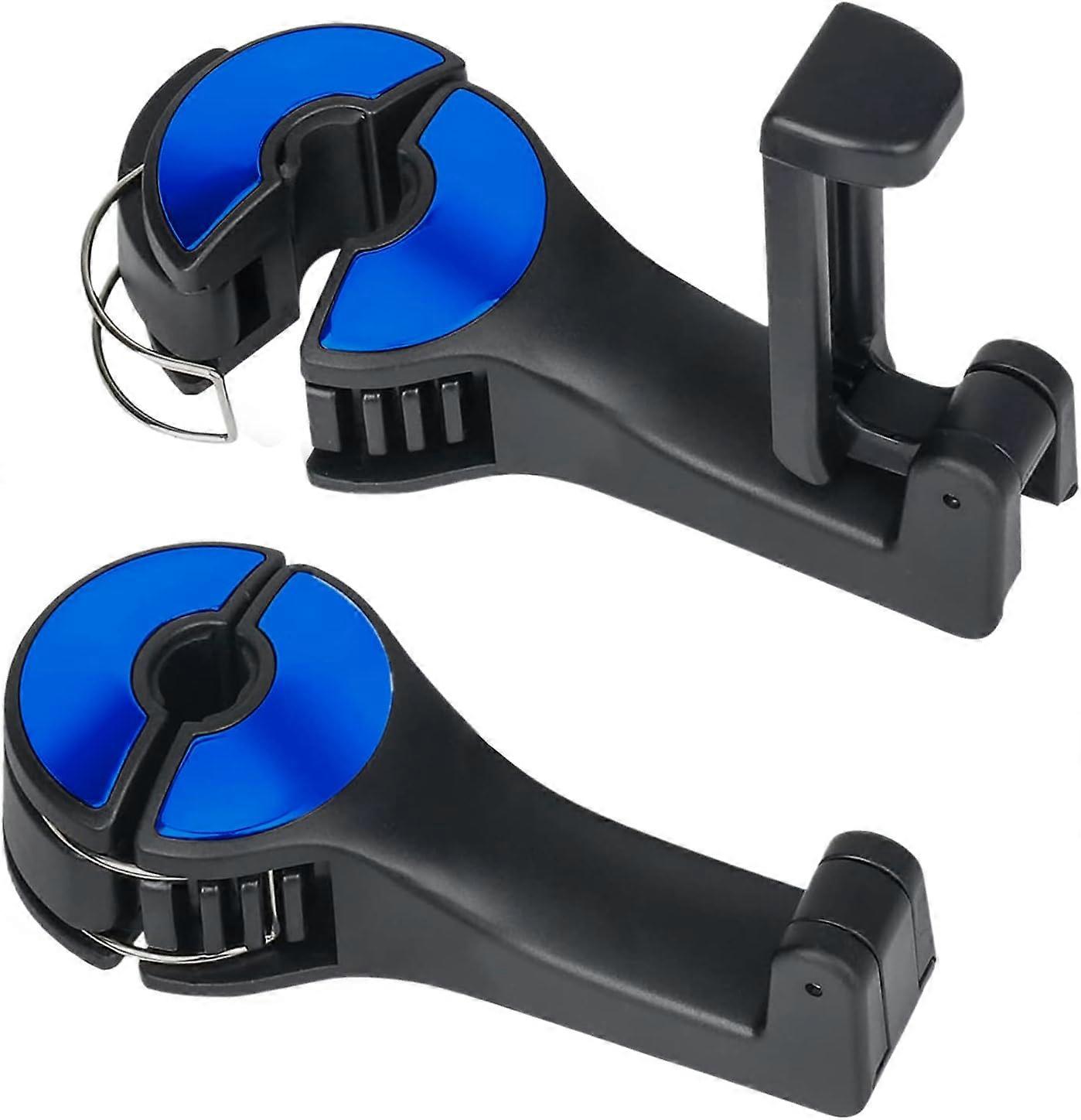 2-piece lock buckle car hook (lan color), 2-piece set of car headrest hooks with telephone bracket, used for 2-in-1 car seat hidden hooks in luggage a