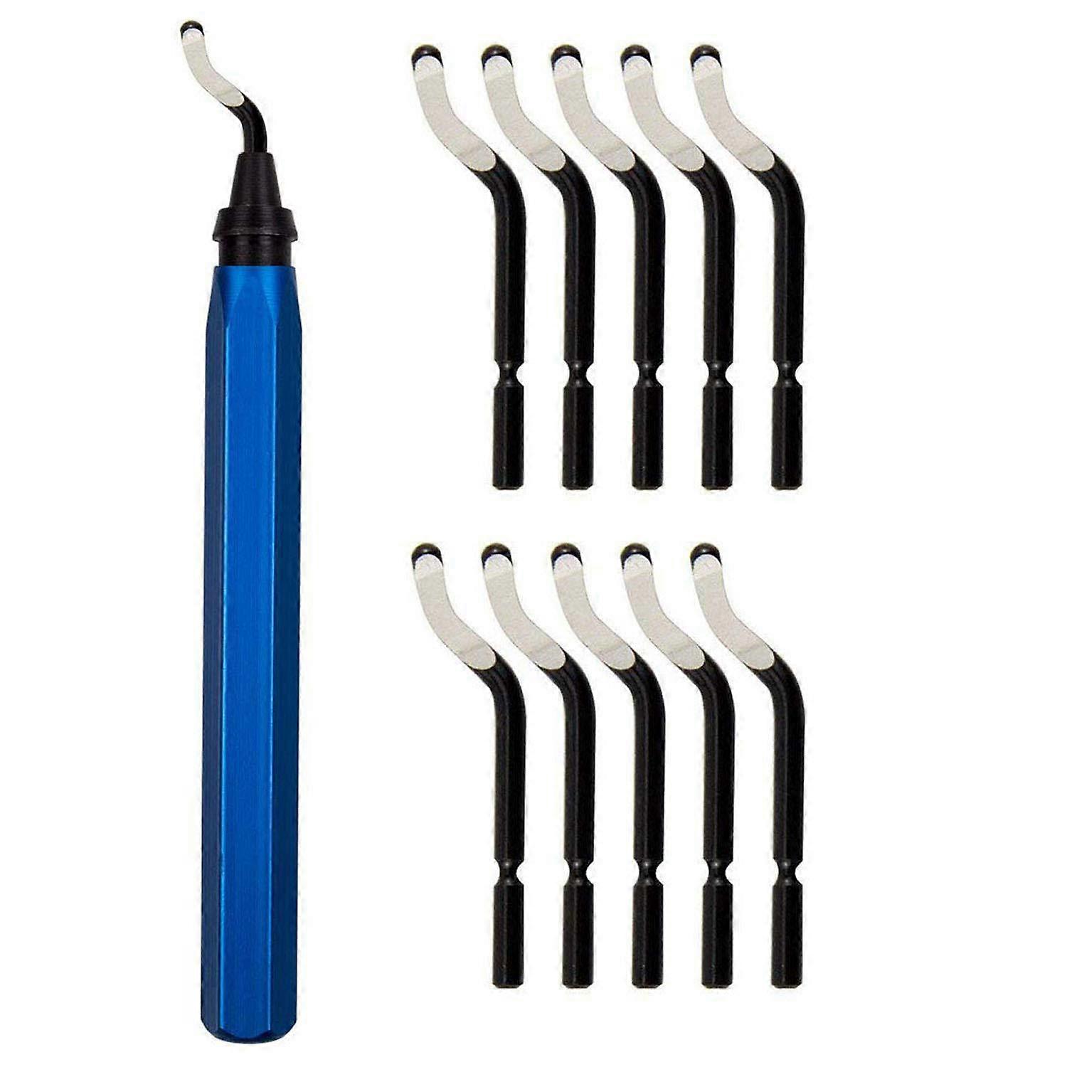 Deburring Tool, Deburring Tool with 10 BS1010 Steel Replacement Blades, 360 Rotating Deburring Blades, Aluminum Hand Tool, 3D Printing, Copper and Ste