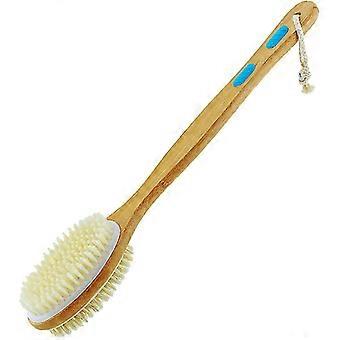 Shower Brush with Soft and Stiff Bristles, Bath Dual-Sided Long Handlefor Wet or Dry Brushingstyle