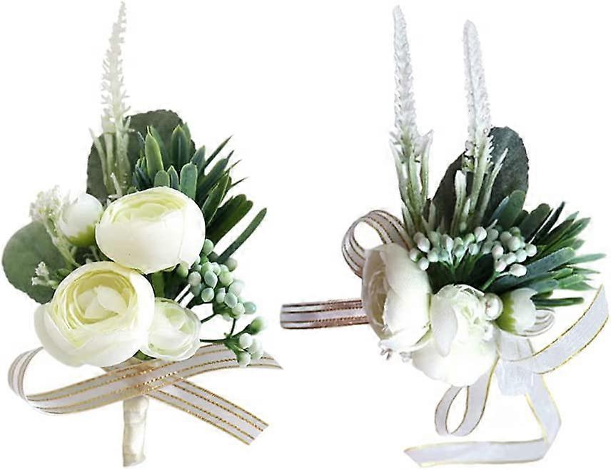 Conjunto de Corpete e Corpete de Pulso com Flores Falsas de 2 Peças, Acessórios de Flores de Casamento Conjunto de Festa de Formatura