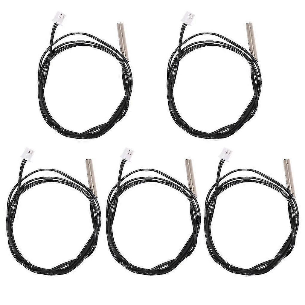 5pcs 1 Meter Waterproof Temperature Sensor Probe, Stainless Steel 10k 3950 Ntc Thermistor Probe, Di