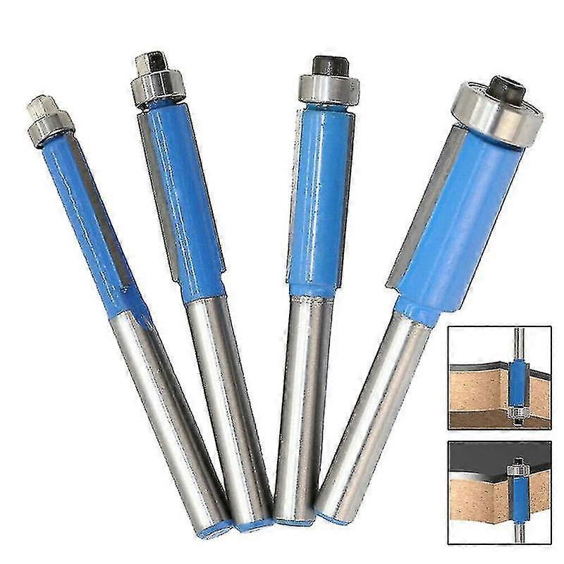 4pcs 1/4" Shank Straight Flush Trim Router Bit Set Woodworking Cutting Tool