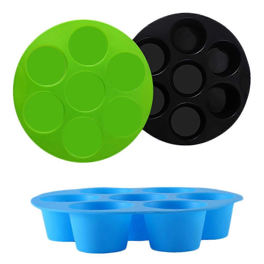3pcs Cake Molds Silicone Simple Practical Round Popsicle Mold Baking Molds for Home Store (Small Single Lattice 55ml, Random Color)