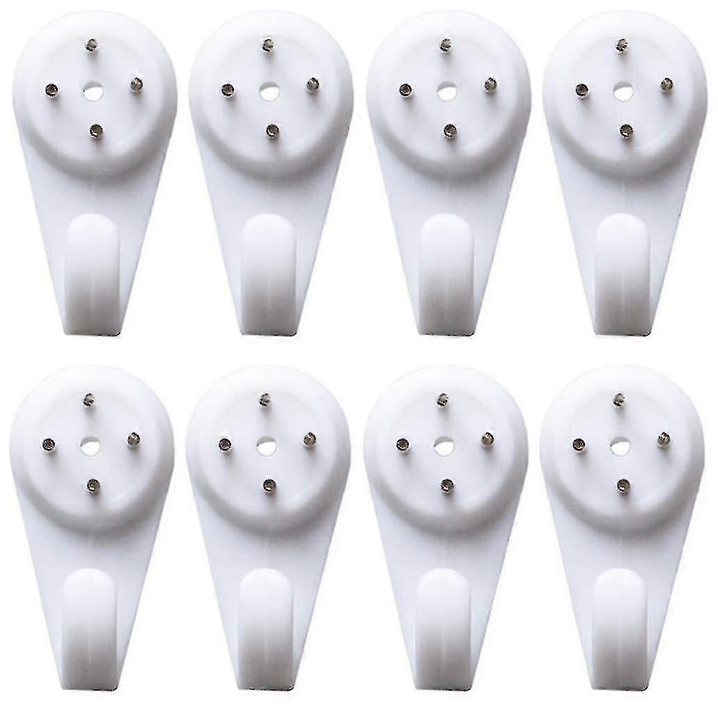 10pcs Plastic White Durable Hardwall Hanger Multi-purpose Non-trace Hook Uses For Hardware Fasteners Seamless Back -aya