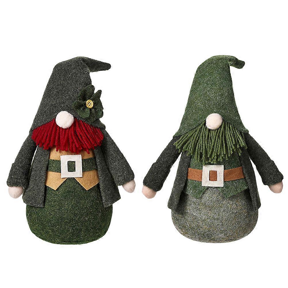 2Pcs St. Patrick's Day Green Standing Pygmy Figure St. Patrick's Day Gnome Doll