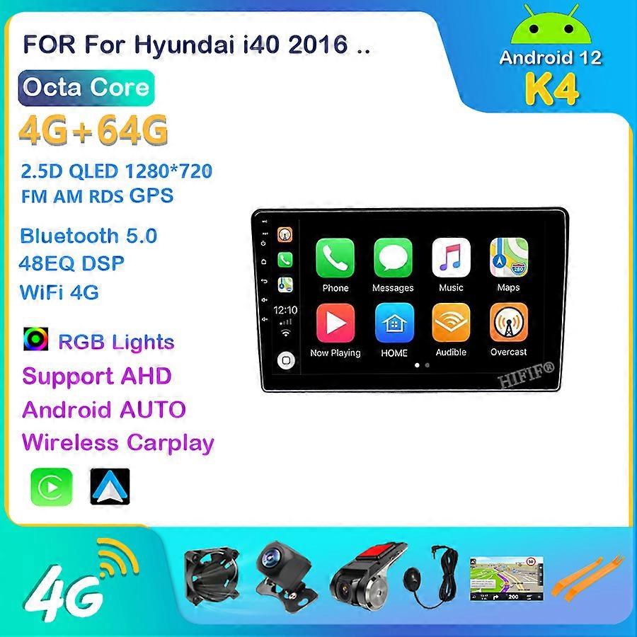 Autoradio Carplay Auto Android 12 DSP pour Hyundai i40 2016 GPS Navigation Multimédia Lecteur vidéo Audio IPS Écran RDS Unité principale