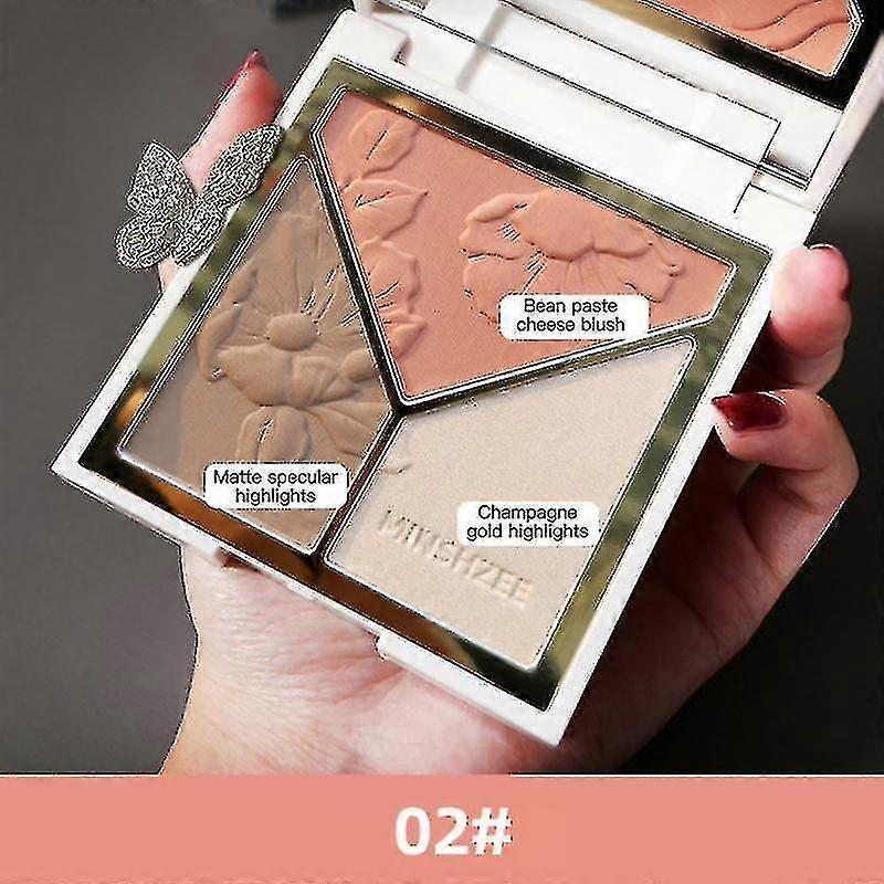 3 In 1 Bronzer Highlighter Cosmetics Makeup Glow Cheek Powder Tslm1|bronzers & Highlighters