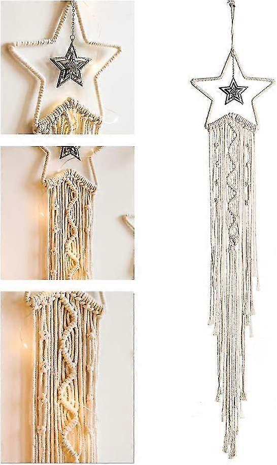 For Macrame Wall Hanging Bohemian Tapestry - Stars Woven Tapestry, Handmade Dreamcatcher Wall Decoration