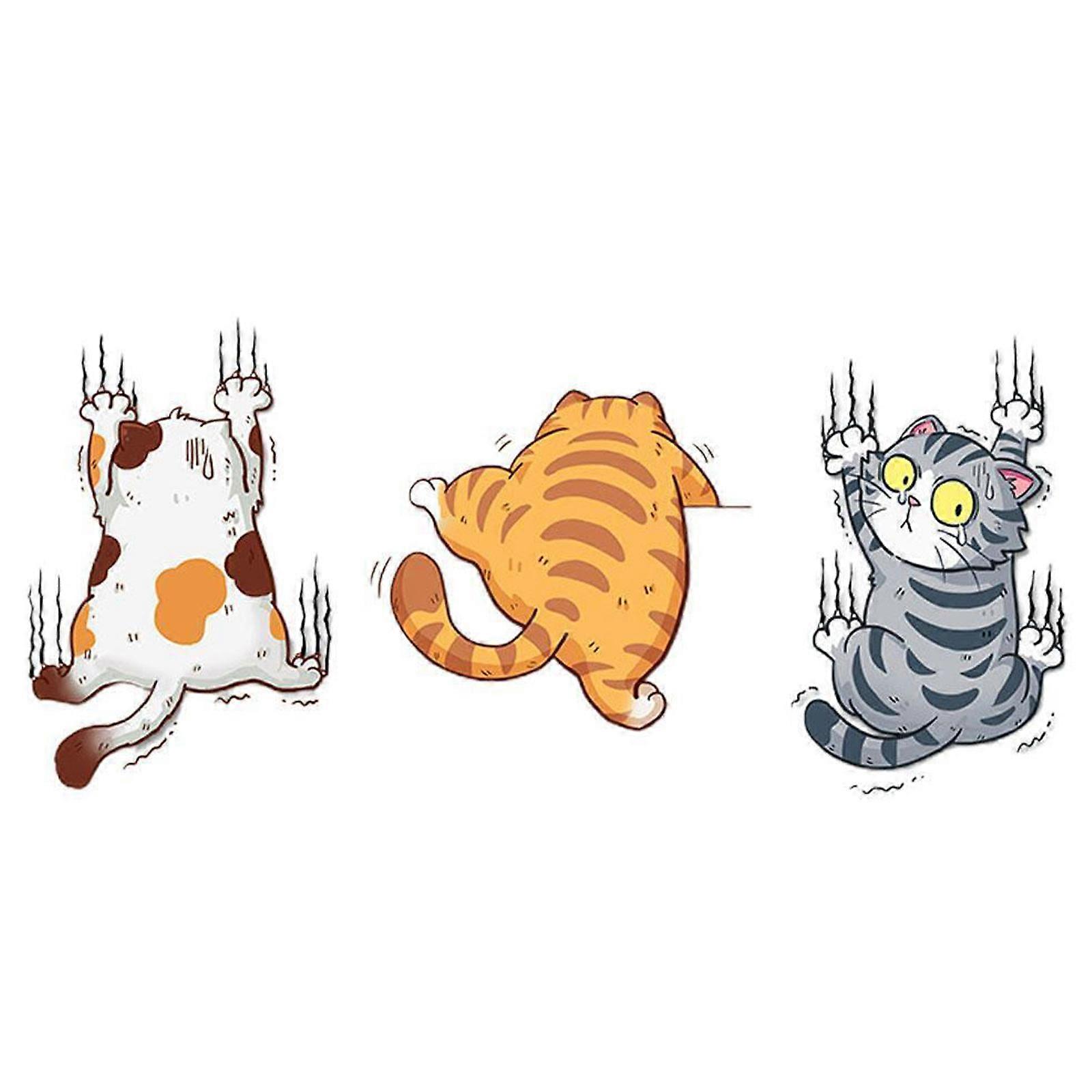 2023 3PCS かわいい猫の車のステッカー 3D 動物ビニール デカール漫画の車のステッカー